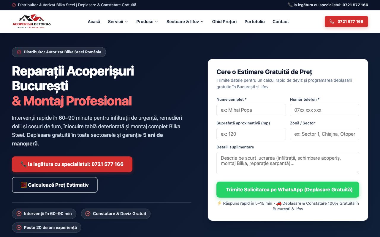Site realizat de X-IT pentru Acoperișul de Top (acoperisuldetop.ro)