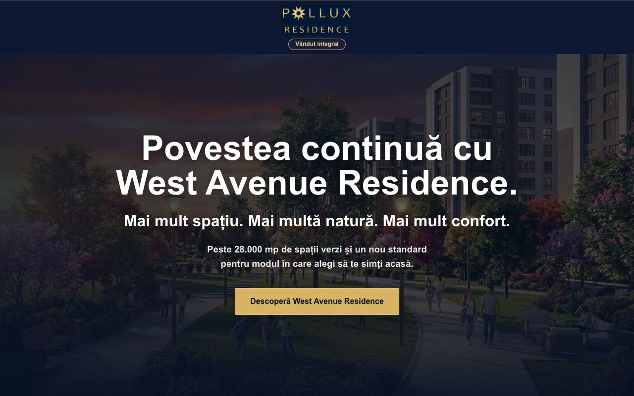 Site realizat de X-IT pentru Pollux Residence (polluxresidence.ro)