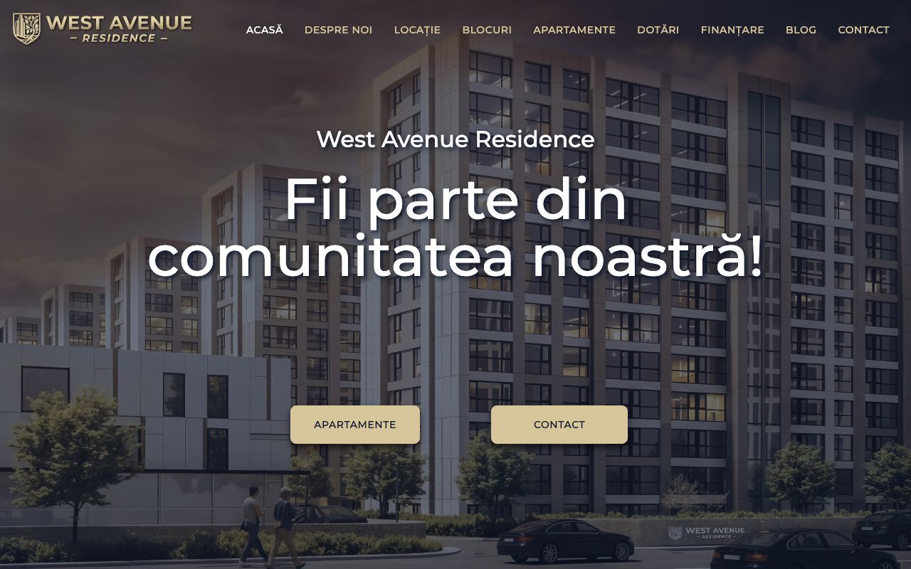 Site realizat de X-IT pentru West Avenue Residence (westavenue.ro)